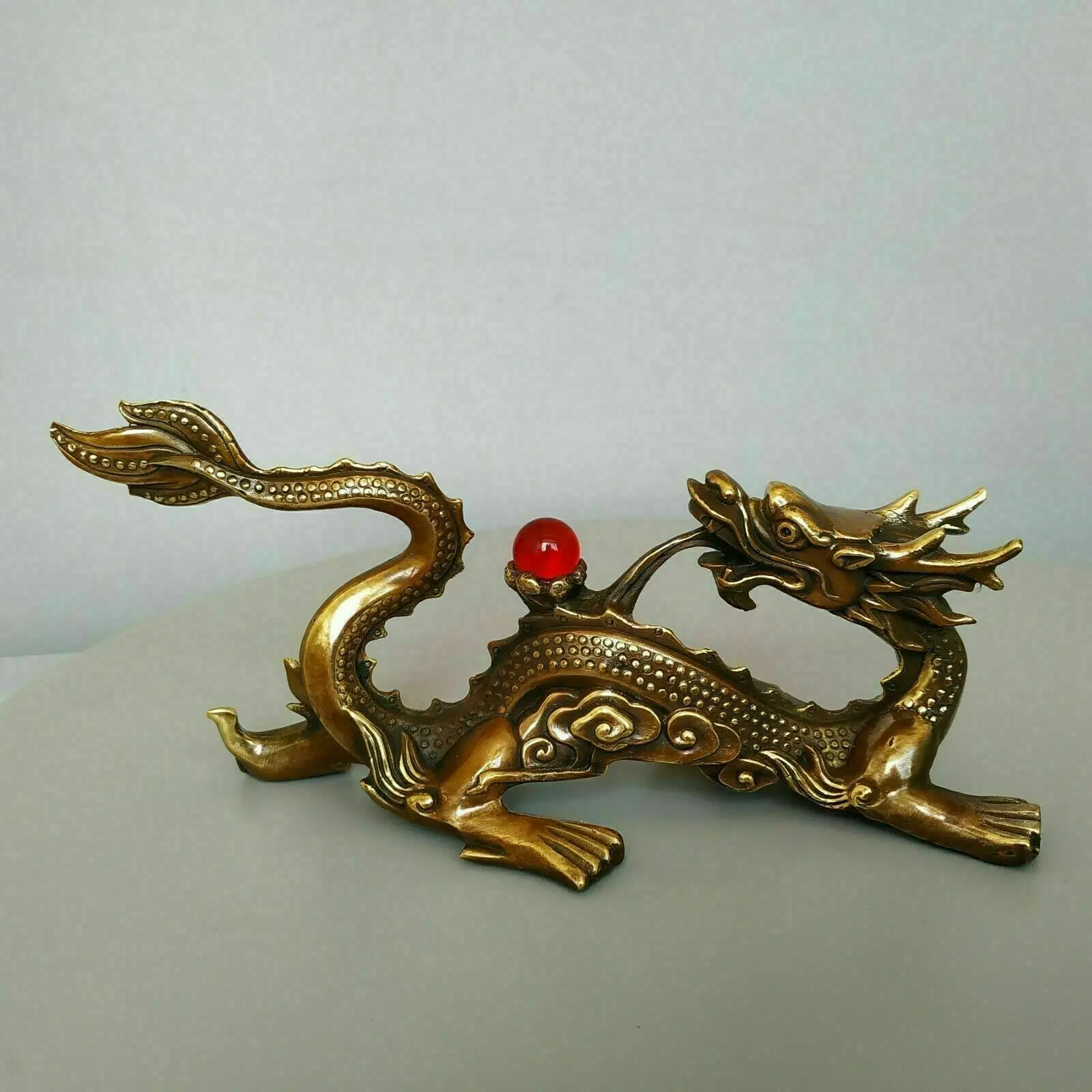 

Chinese brass Copper Myth Figurine Wealth Fly Dragon copper Statue