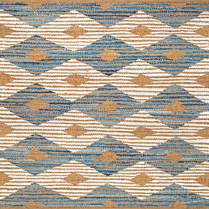 

Braided Marla Denim And Jute Diamonds Accent Rug, 3' x 5', Off White