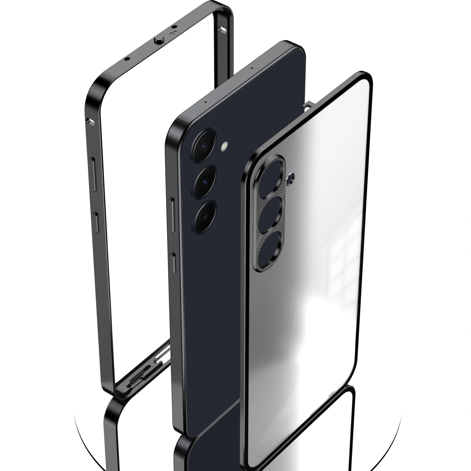 Фото Для Samsung Galaxy A55 A35 A25 A54 S23 FE Чехол Роскошный Металлический Каркас Матовая Акриловая Задняя Крышка Для S24 FE Пружинная Пряжка Бампер Корпус №1