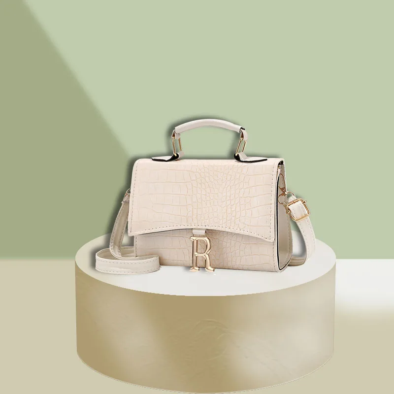 Fashion Korean Version Of Crocodile Pattern Solid Color PU Leather Shoulder Bag Messenger Bag Retro Women's Bag