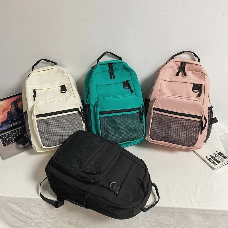 

Fashion Women Backpack Summer 2022 Nylon School Bag For Girls Mesh Large Capacity Student Travel Backbags Waterproof Bookbags