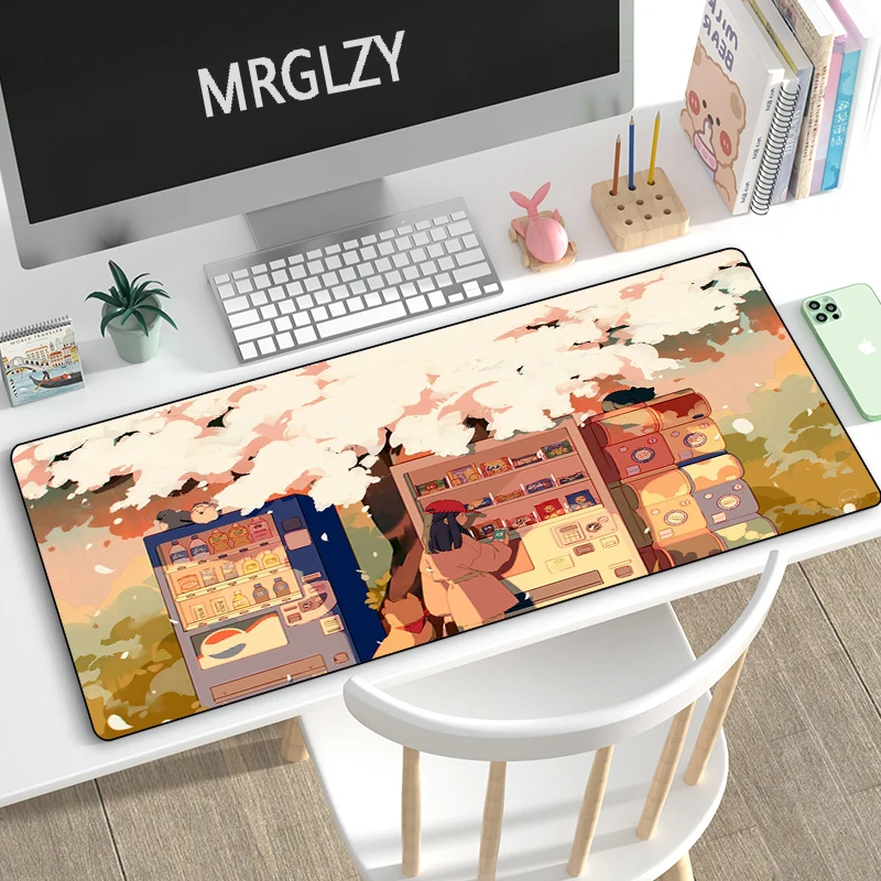 drop shipping anime mouse pad 40x90cm cherry blossoms large waterproof mousepad gaming accessoroes laptop gamer keyboard deskmat free global shipping