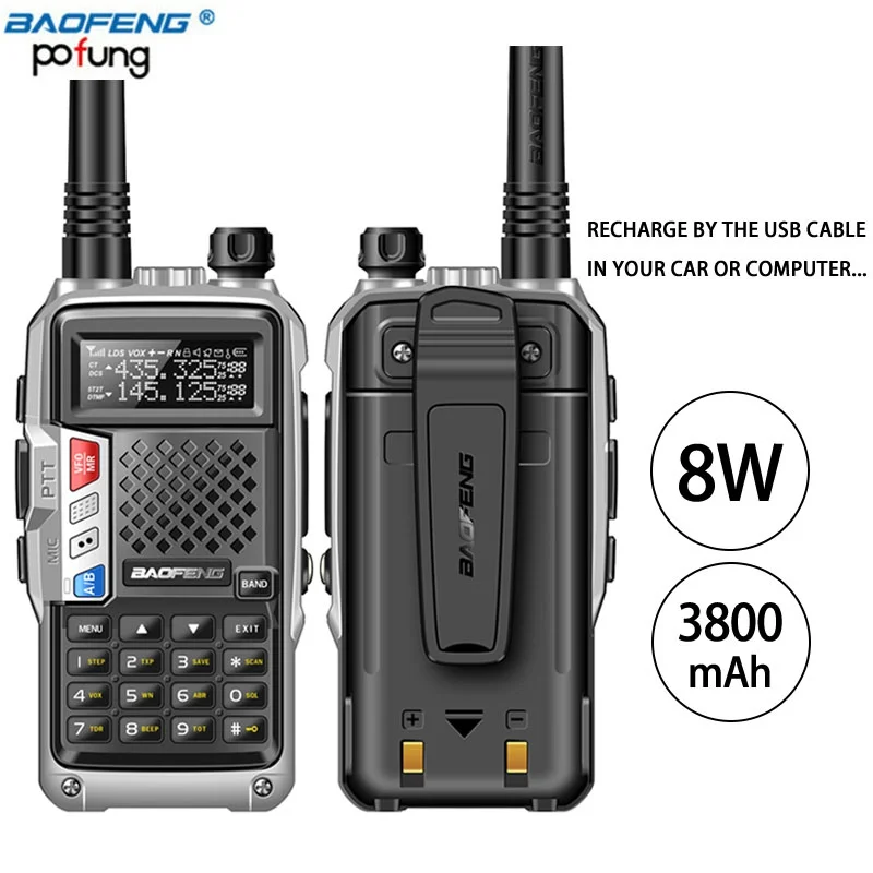 Портативная рация BAOFENG BF-UVB3 PLUS 8 Вт UHF/VHF Двухдиапазонная дальность 25 км с