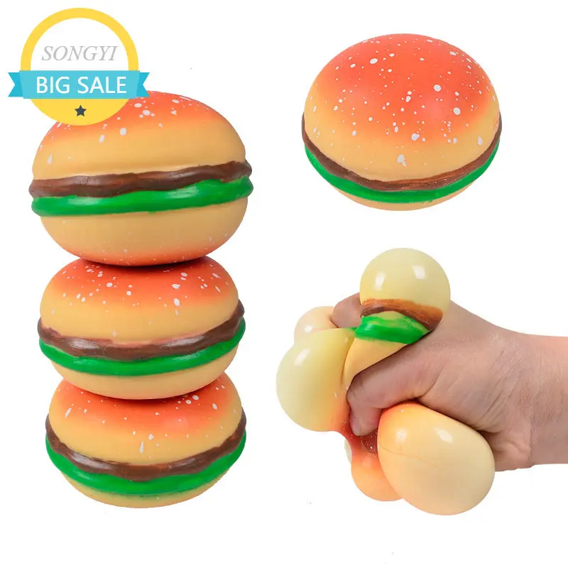 

Burger Stress Ball 3D Squishy Hamburger Fidget Toys Silicone Decompression Silicone Squeeze Fidget Ball Fidget Sensory Toy 2022