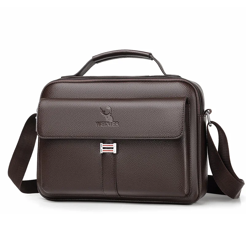WEIXIER New Capacity Crossbody Bags Men Messenger Bags Top handle Tote Bag for Male Men's Handbag Multi-function PU Shoulder Bag