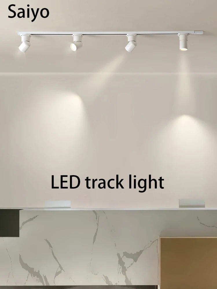 Saiyo Led Track Light Whole Set Rails Lamp Fixture Surface Mounted Spotlight COB White Black Foco For Clothing Shop Living Room