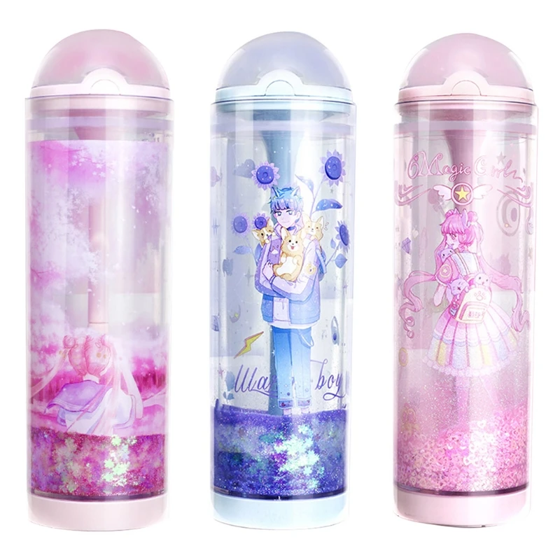 

Kawaii Tumbler Quicksand Lifting Standing Pencil Box Case Large Capacity Pen Holder Stationery School Office Drop Shipping