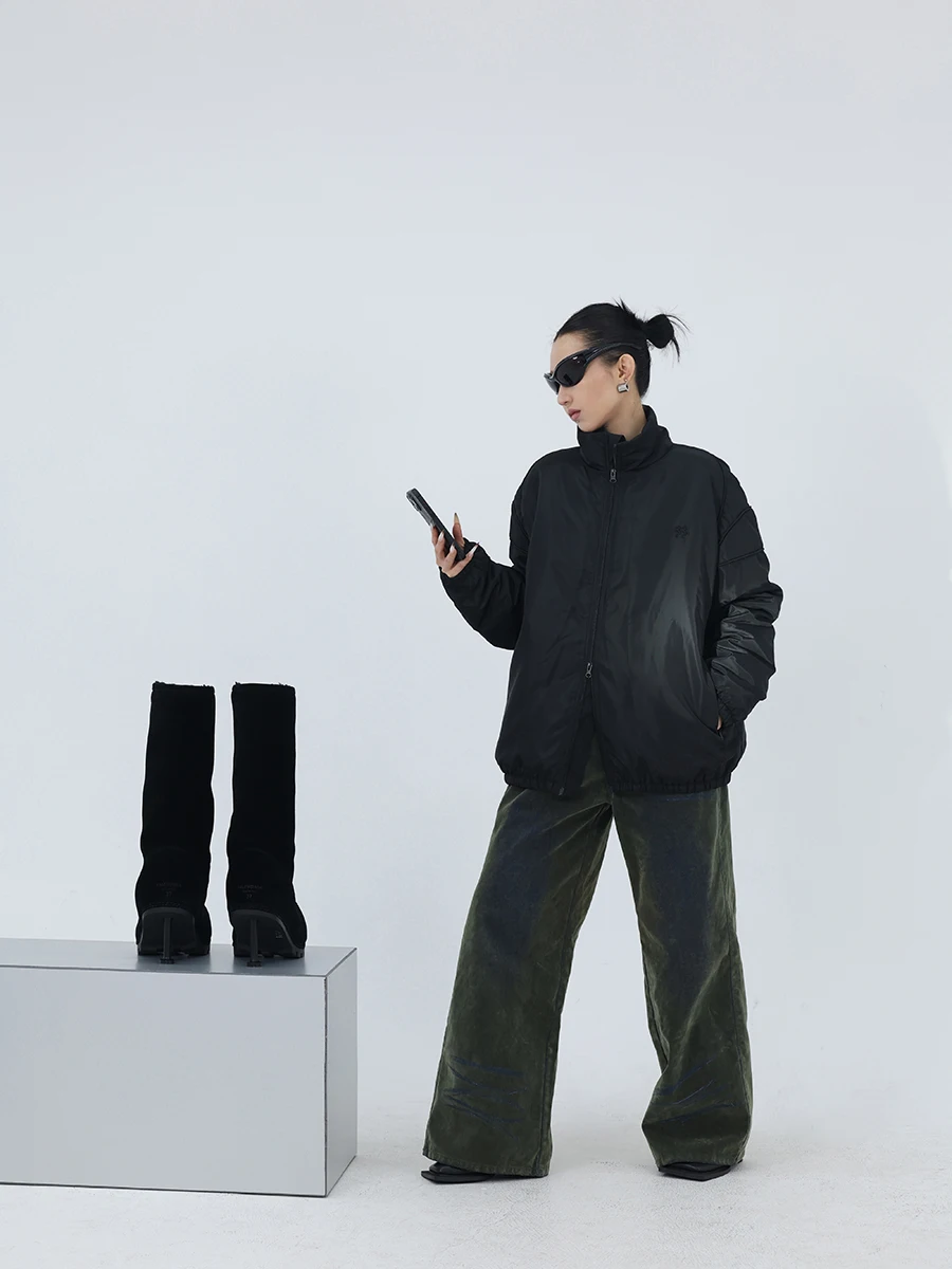 Meizhong Fuzzykon Original Double Liner Anti-skid Cotton Craft Black Logo Embroidery Three-Dimensional Line Profile Cotton-pa...