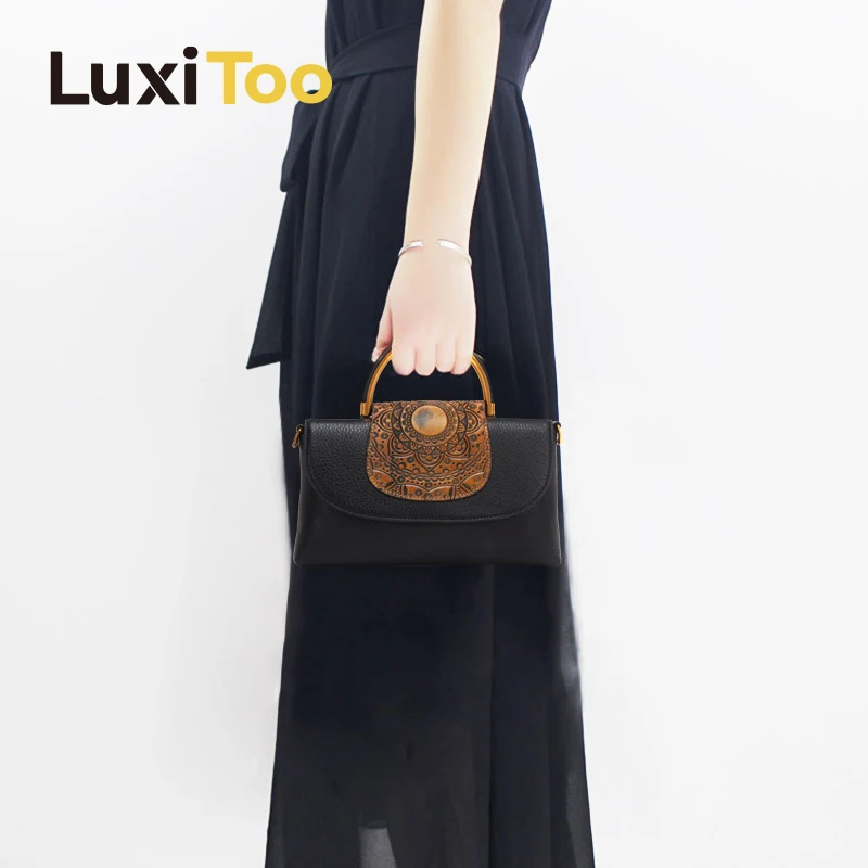 Handbag Women Totes Genuine Leather Flap Vintage Shoulder Bag Cowhide Crossbody Bag Fashion Messenger Bags High Quality Moderate
