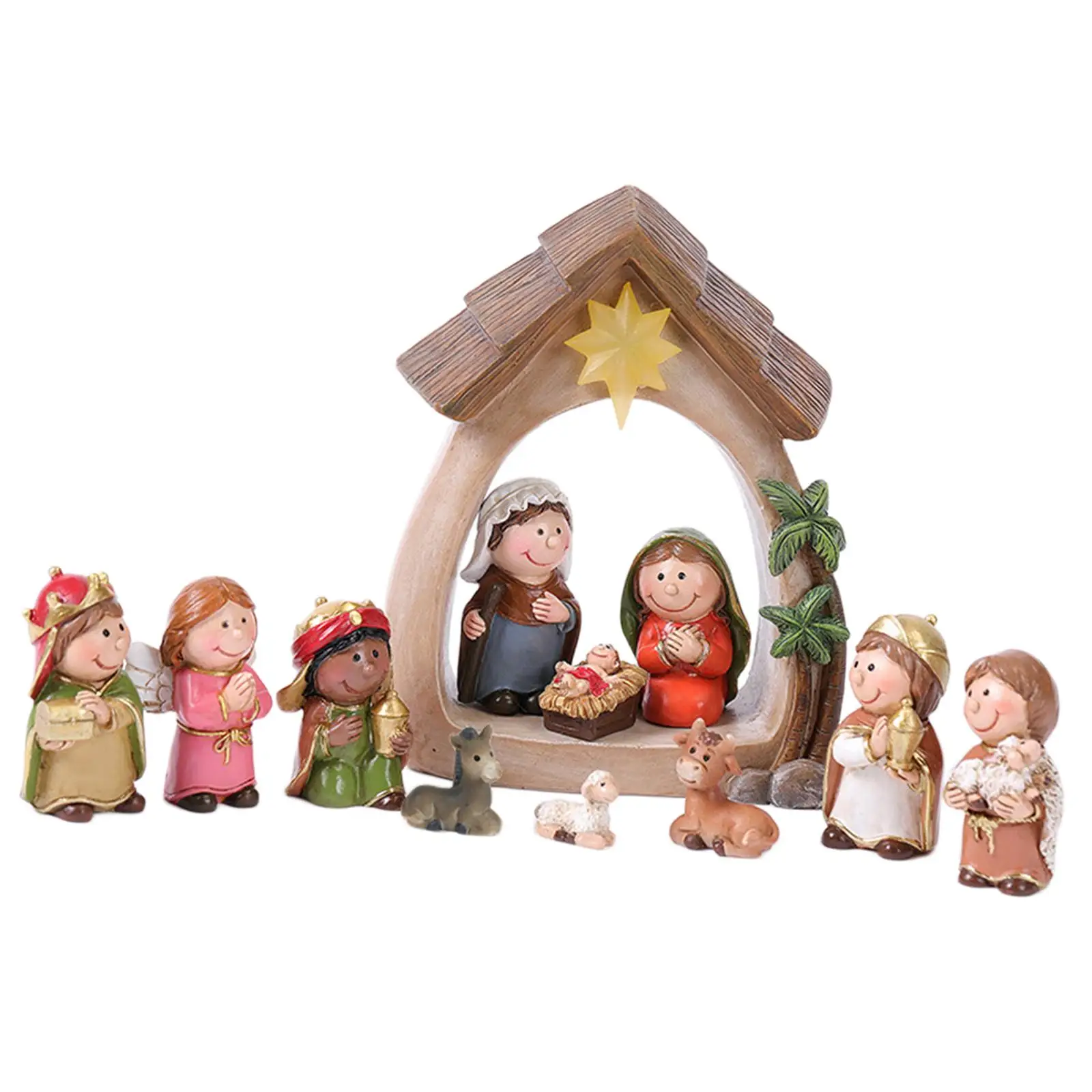 12Pcs Christmas Nativity Figurines with Light Resin Holy Family Birth of Jesus for Christmas Tabletop Church Shelf Chapel 12Pcs Christmas Nativity Figurines with Light Resin Holy Family Birth of Jesus for Christmas Tabletop Church Shelf Chapel