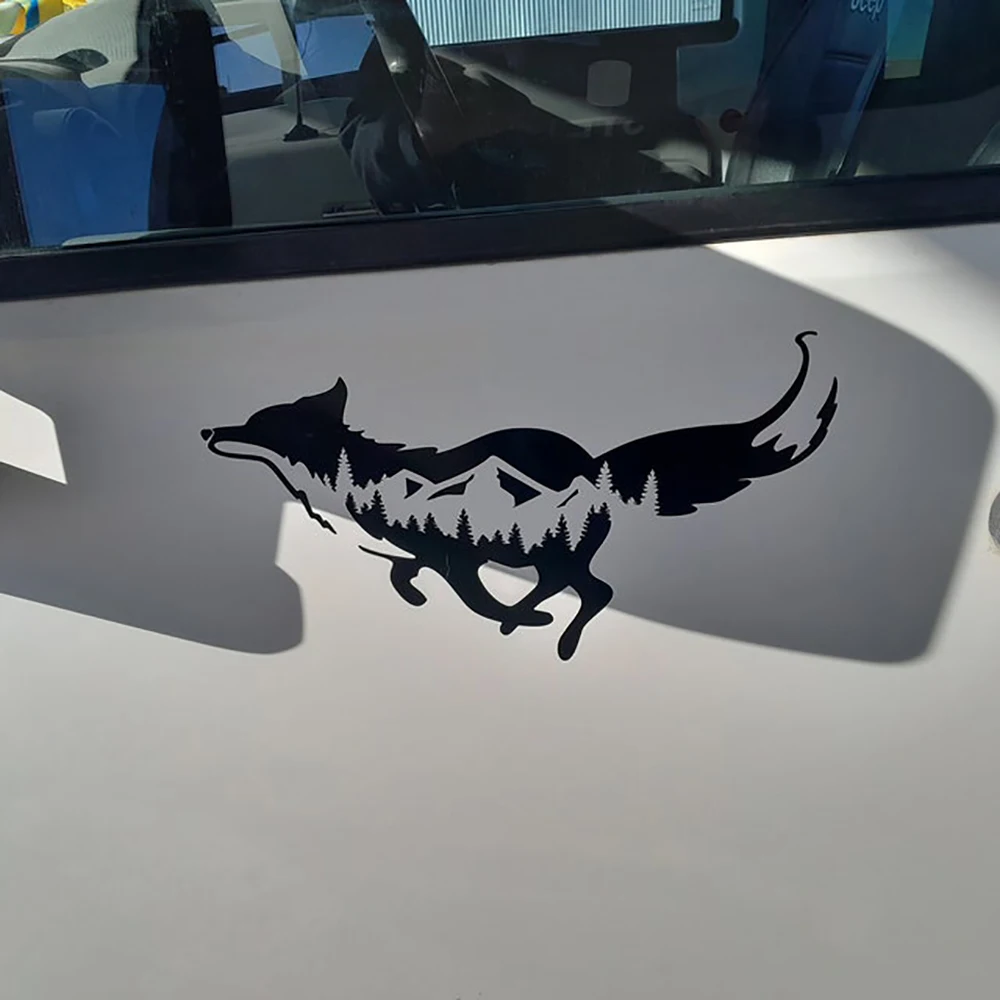 

Виниловые наклейки для стайлинга автомобилей с изображением лисы и гор, наклейки для украшения бампера окна, аксессуары, водонепроницаемые