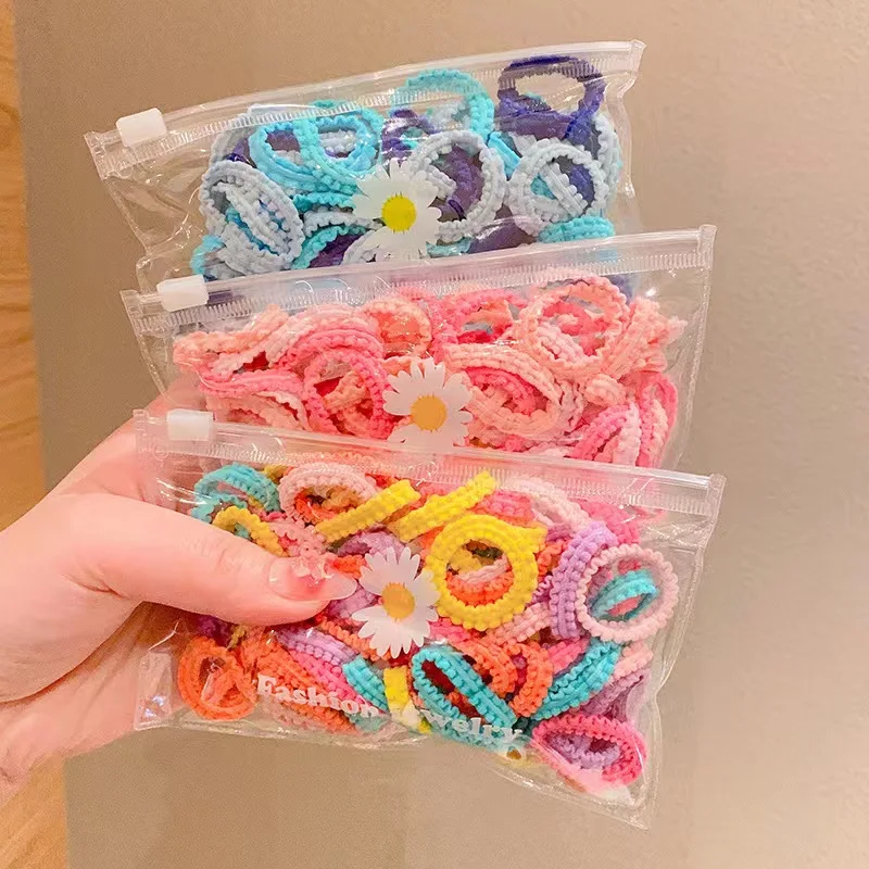 

50Pcs/Lot Colorful Nylon Small Elastic Hair Bands Children's Sweet Hair Rope Does Not Hurt Hair Circle Girl Baby Hair Accessorie