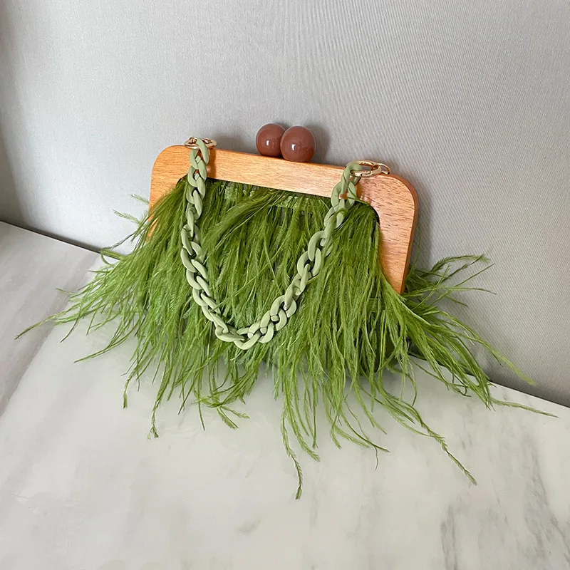 

Acrylic Chain Hobos Handbag for Women Tassel Clip Shoulder Bags Furry Evening Bag Ladies High Quality Underarm Bags Purses Ins