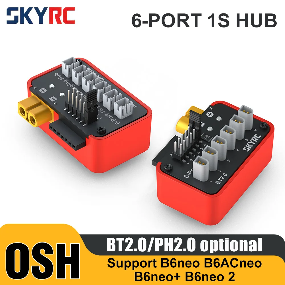 Фото SKYRC Концентратор для зарядки аккумулятора OSH 6-портовый 1S Концентратор для зарядки аккумулятора для LiPo LiFe Li-ion LiHV Поддержка B6neo B6ACneo B6neo+ B6neo 2 №1