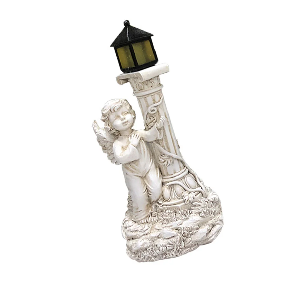 

Solar Roman Column Outdoor Home Decor Resin Angel Garden Glowing Statuette Creative Light Ornament Angels archangels figures