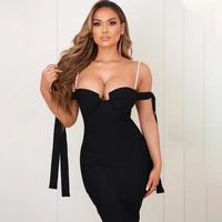 btfg 2022 summer new lady black pearl sexy off the shoulder strap dress tight fitting for medium and long elegant dress