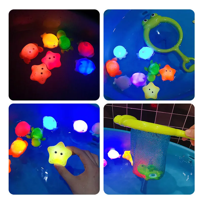 Kids Luminous Water Toys Animal Baby Lighted Bath Toys Induction Animal Floating Water Light Toys Play Water Baby Shark Toy Gift