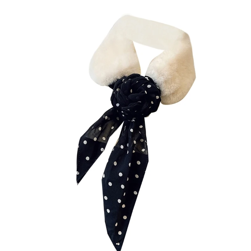 Мягкий теплый зимний плюшевый шарф с леопардовым принтом и лентой утеплитель для