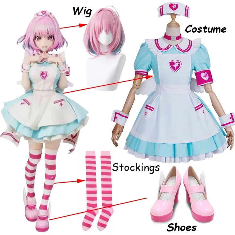 Фото Аниме Idolmaster Золушка для девочек Yumemi Riamu, карнавальный костюм, платье горничной, карнавальная одежда на Хэллоуин, на заказ №1