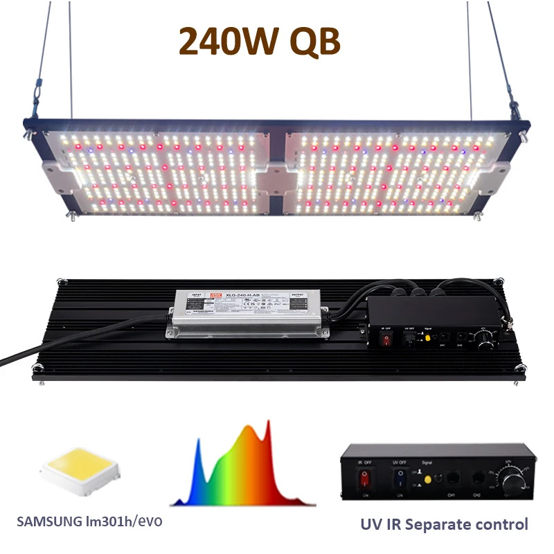 Светодиодные лампы для выращивания растений 120 Вт LM301H Evo Board 240 UV IR с отдельным