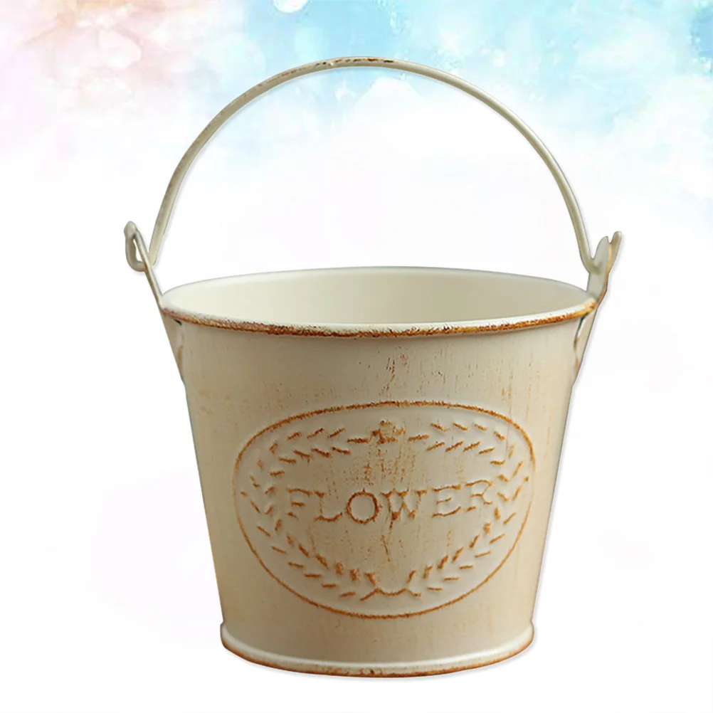 

Flowerpot Vintage Flower Vase Planter Metal Vases Metal Succulent Planter White Decor Metal Barrel Rustic Jug Vase