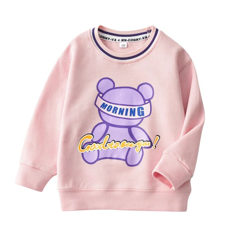 

Boy and Girls Sweaters 2022 Autumn New Western-style Big Bear Sisters Brothers and Sisters Round Neck Childrens Long-sleeve Tops