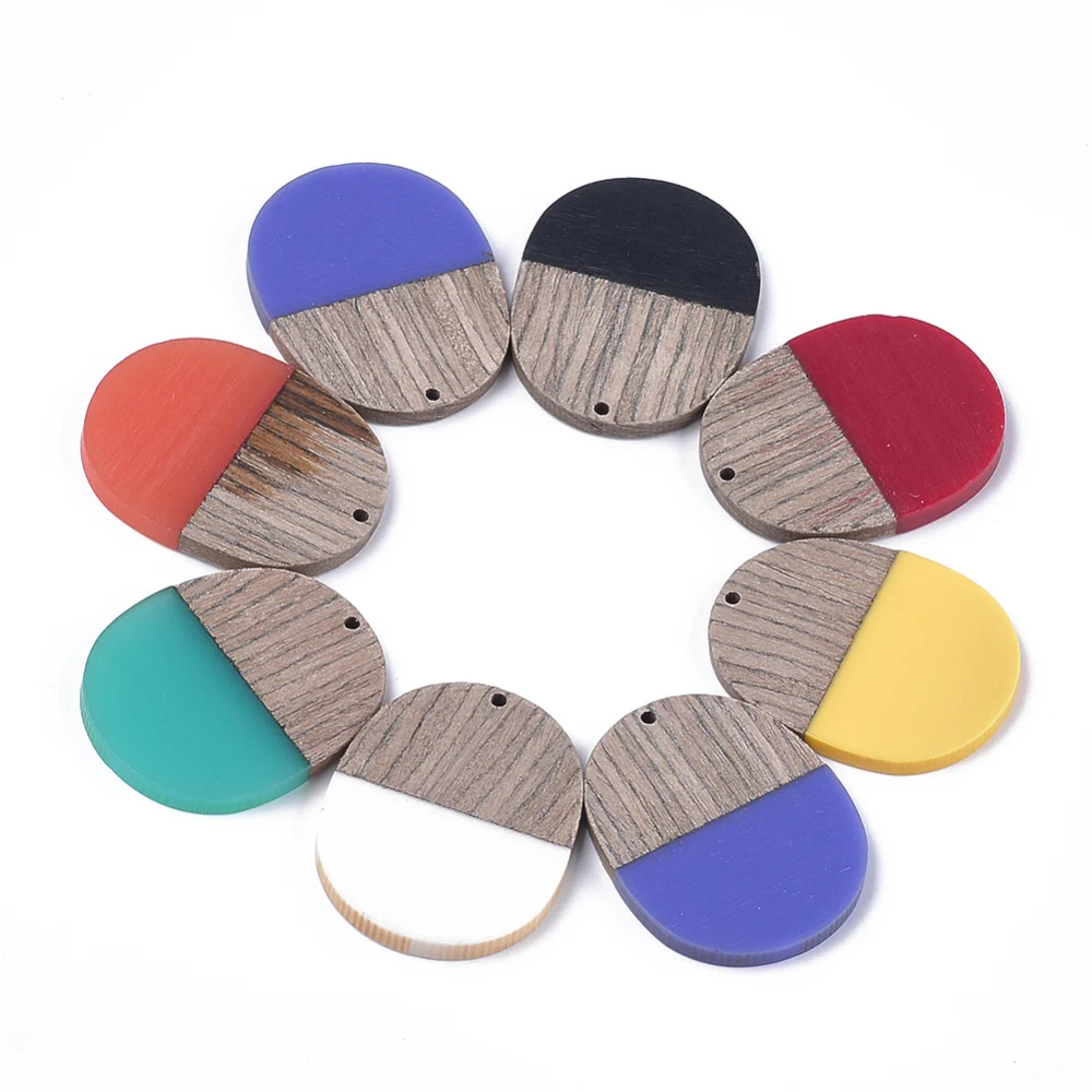 30 шт. подвески из смолы и венге овальные деревянные с эффектом для винтажных