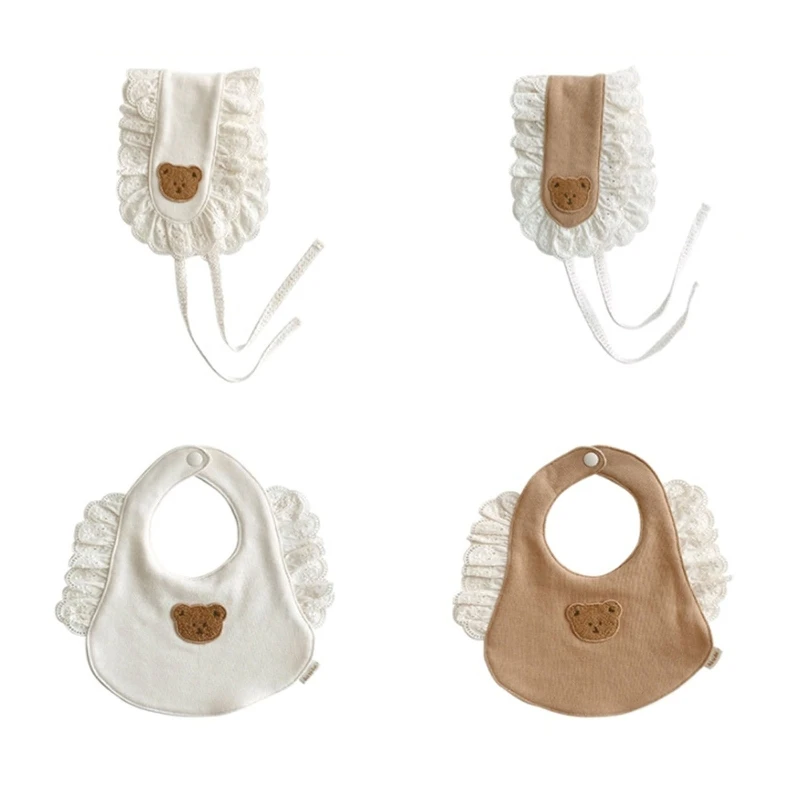 Реквизит для фотосъемки Новорожденных Нагрудник с мультяшным медведем тканевый