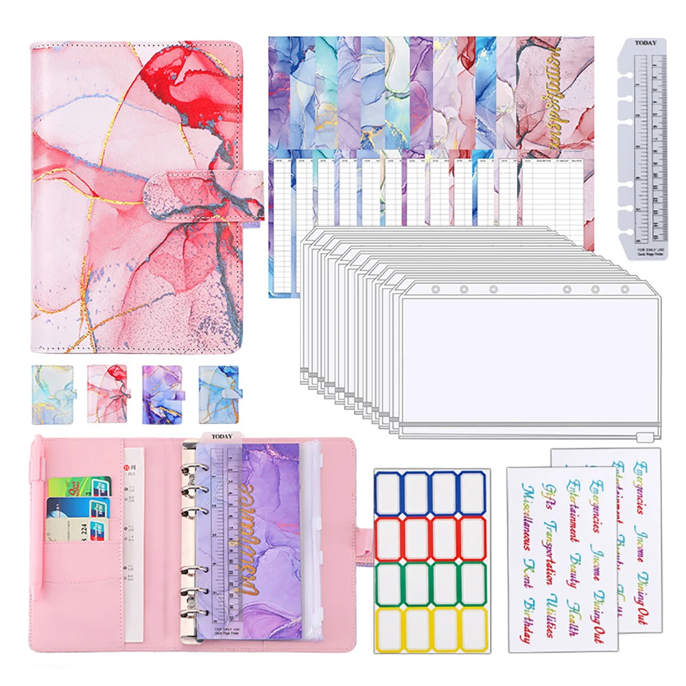 A6 Binder Marble Binder Budget Planner Cash Envelope Binder 