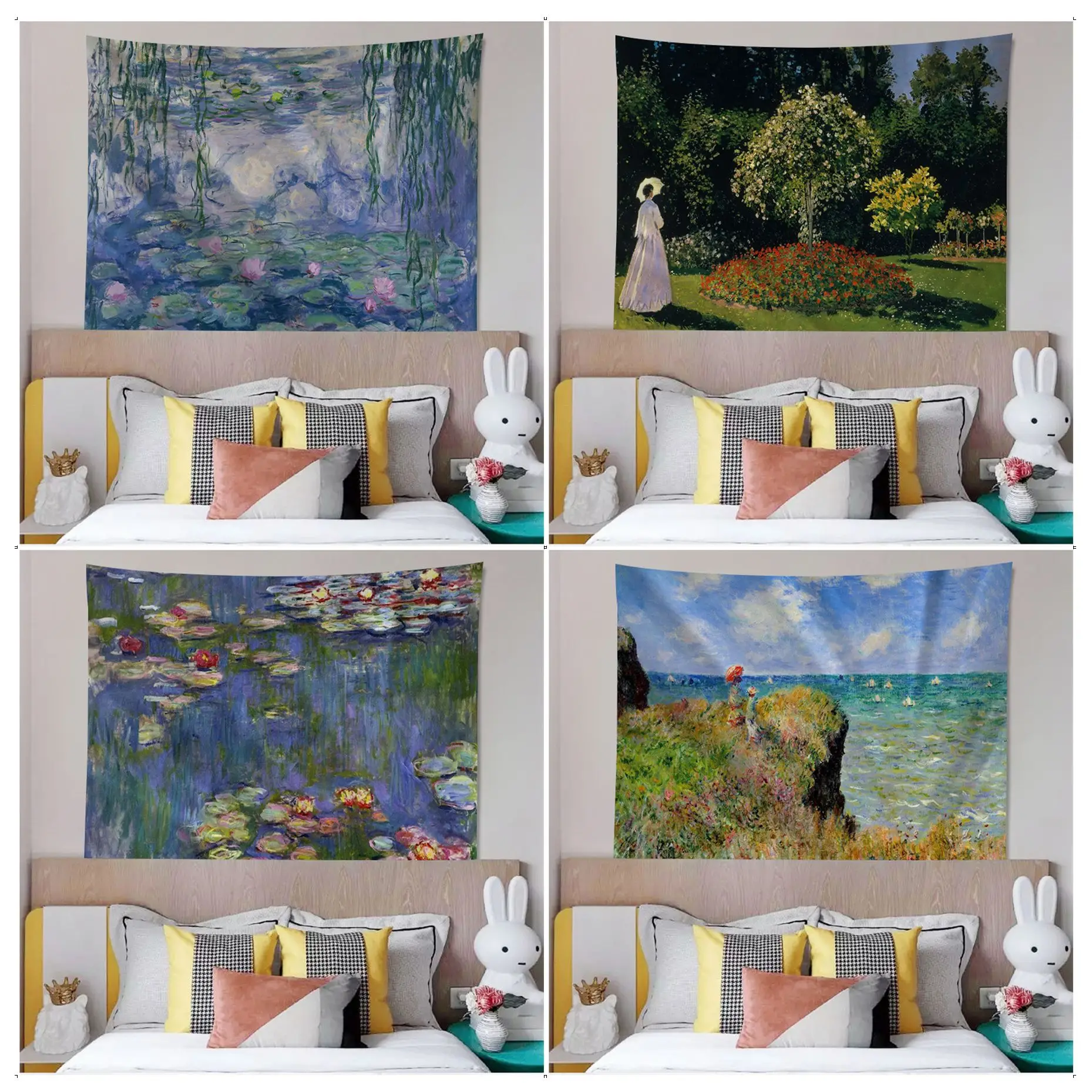 

Water Lilies Claude Monet Fine Art Wall Tapestry Hanging Tarot Hippie Wall Rugs Dorm Home Decor