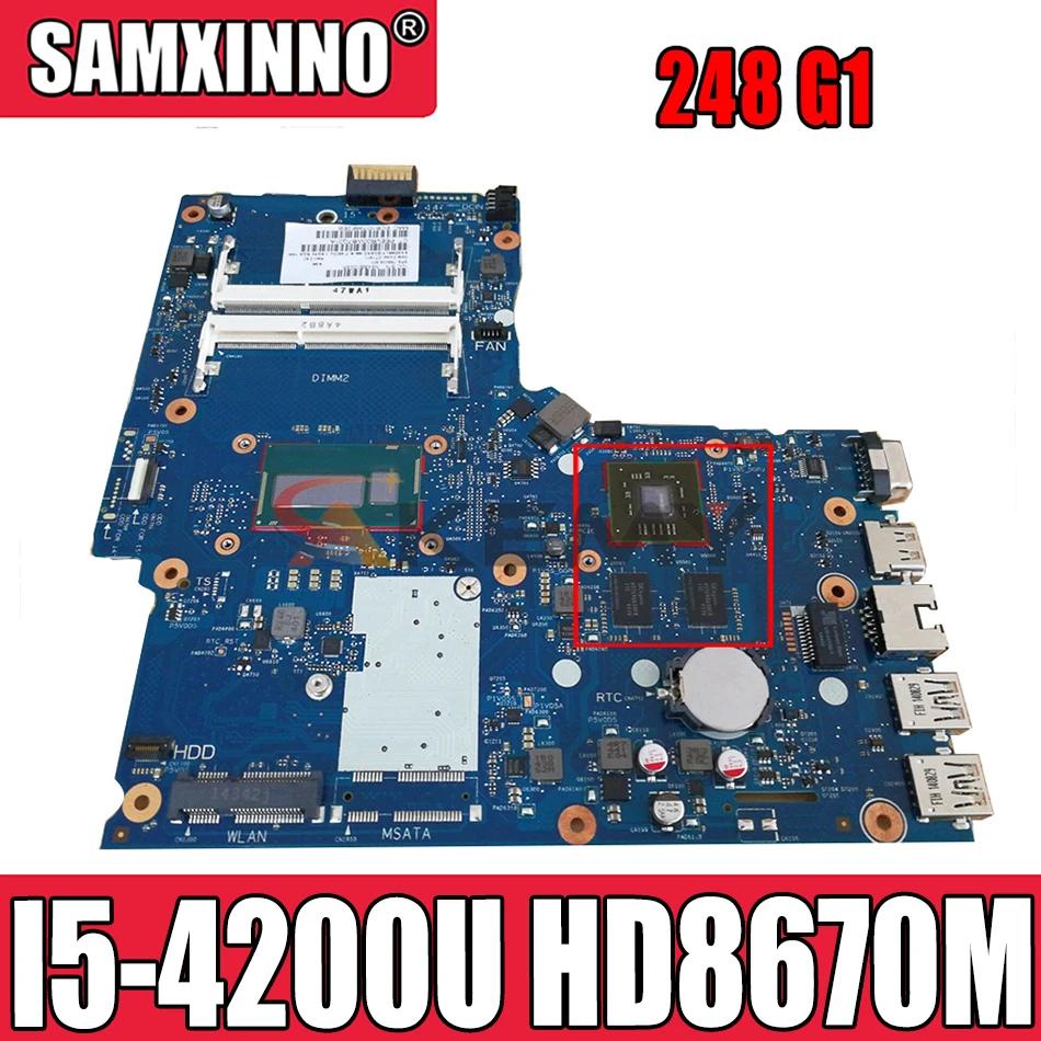 

Материнская плата Akemy 746033-601 746033-001 для ноутбука HP 248 G1, процессор SR170 I5-4200U DDR3 HD 8670M graphics 6050A2608301-MB-A02
