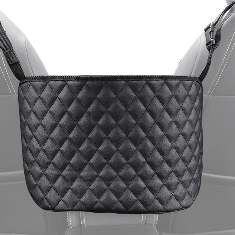 

Universal Leather Car Middle Hanger Storage Bag Between Seats Luxury Handbag Stowing Tidying Storage Bag Vehicle Space Saving
