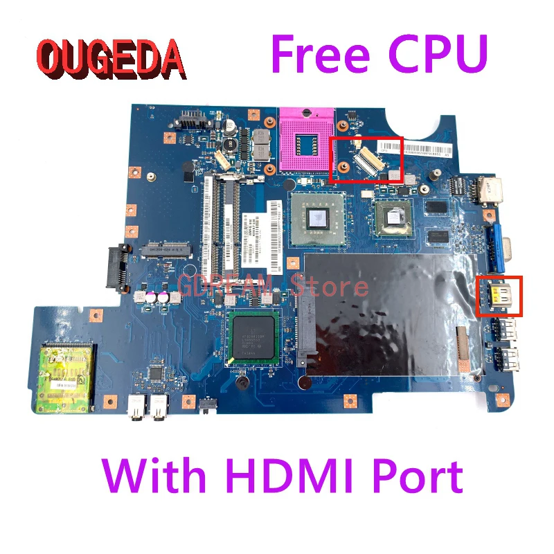 Материнская плата OUGEDA KIWA7 LA-5082P для ноутбука Lenovo Ideapad G550 с бесплатным ЦПУ GM45 GPU HDMI