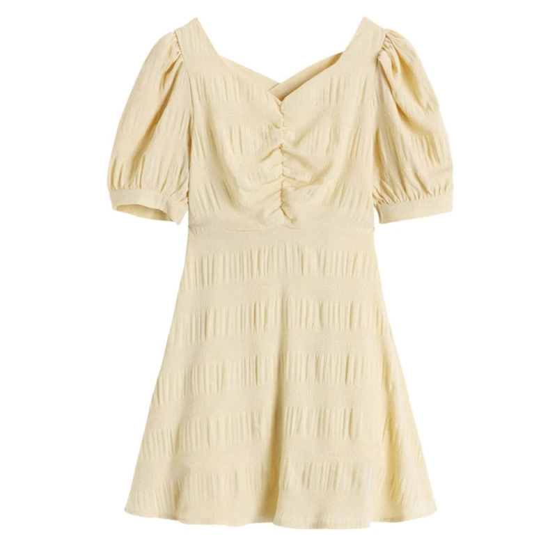 

Women's Princess Mini Dress w/ Bare Back Design Puff Sleeves Dress A Line Dress