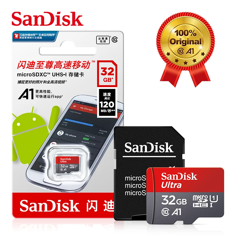 

SanDisk Memory Card 32GB Mini SD Card 32GB tarjeta Micro SD TF 32GB A1 Ultra Class 10 for Phone Tablet Flash Card