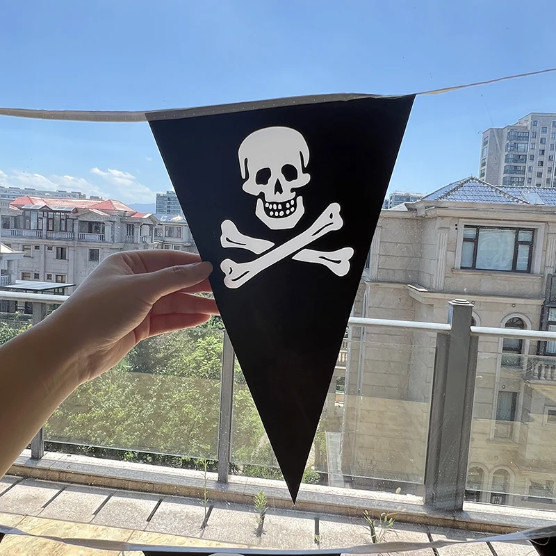 Halloweenowe banery pirackie Piracka czaszka Chorągiewka Trójkątne flagi Domowe dekoracje na imprezę Halloween Motyw pirata Dekoracje przyjęcie