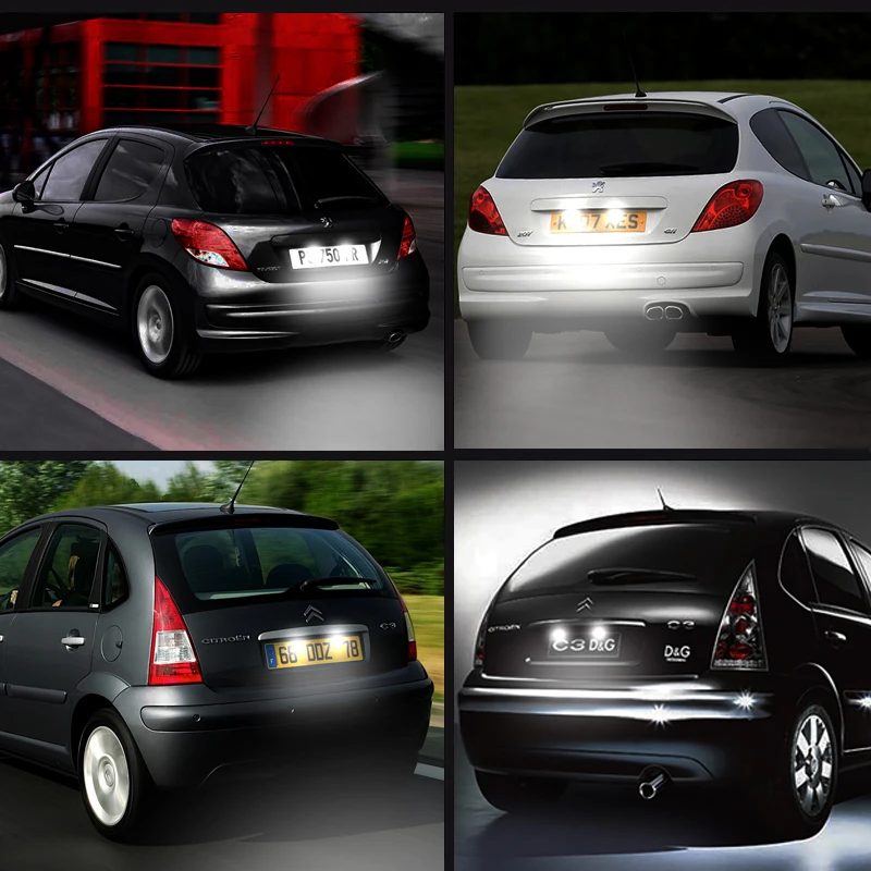 2 шт. светодиодные лампы освещения номерного знака для Peugeot 207 208 308 2008 3008 5008 Citroen C3 C5 DS3 DS5 автомобильные аксессуары (art.: 3920cffaa49da) - 3920cffaa49da