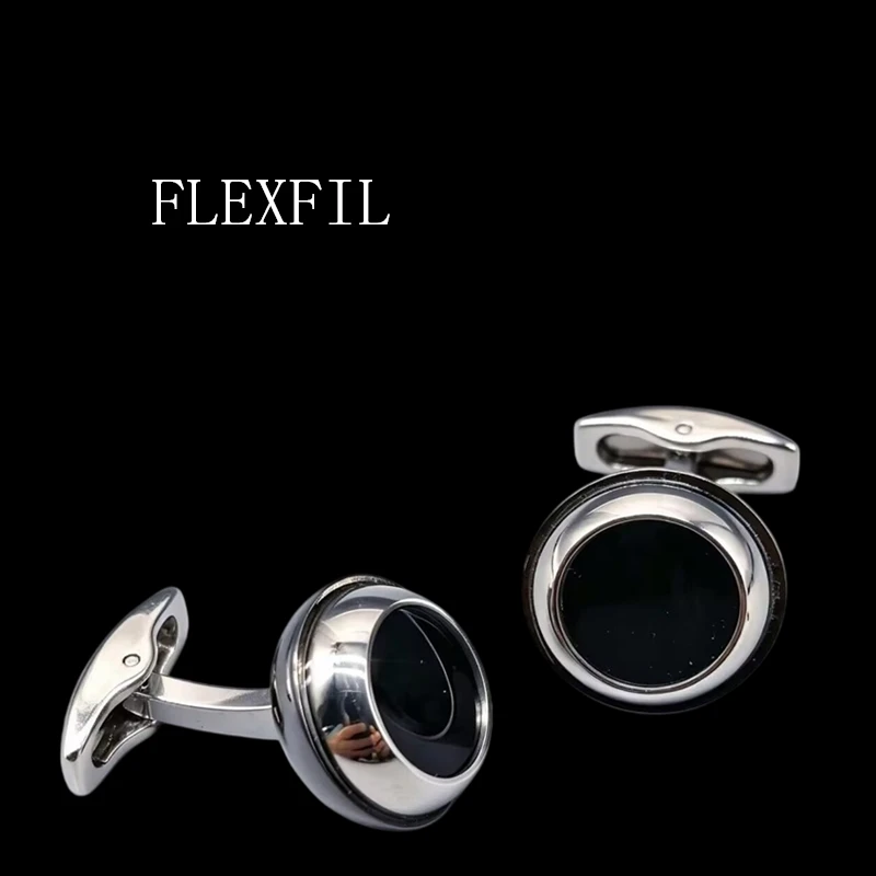 Фото Роскошные запонки FLEXFIL для мужских рубашек, брендовые кнопки для запонок, высококачественные круглые свадебные запонки, ювелирные изделия.