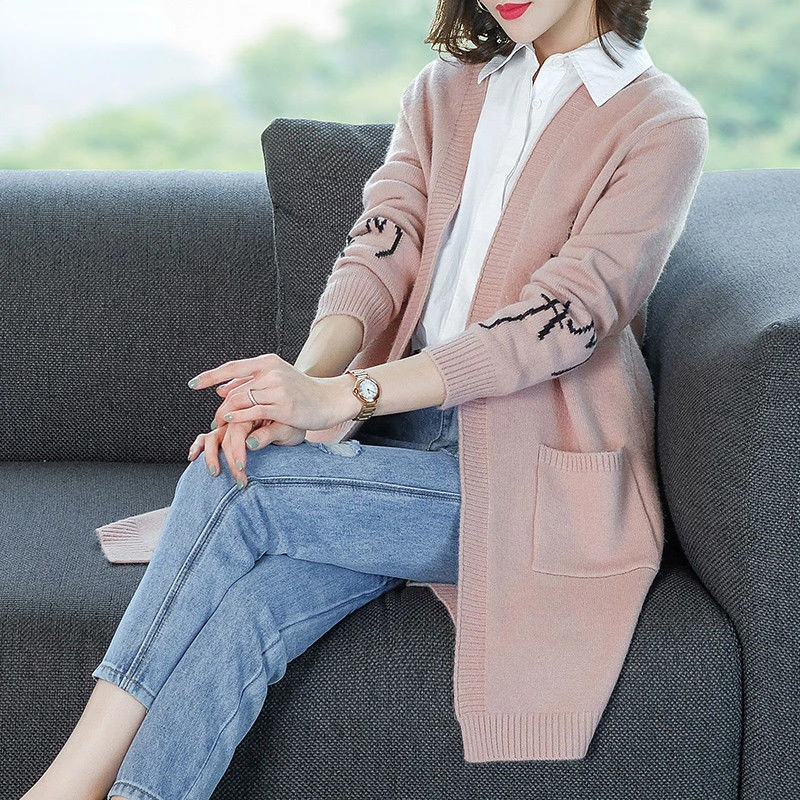 

New Woman Knitted Sweaters Bottoms Cardigans Female Knit Sweater Thin Long-Sleeved V-Neck Sweaters Knit Outerwear Oversized G75