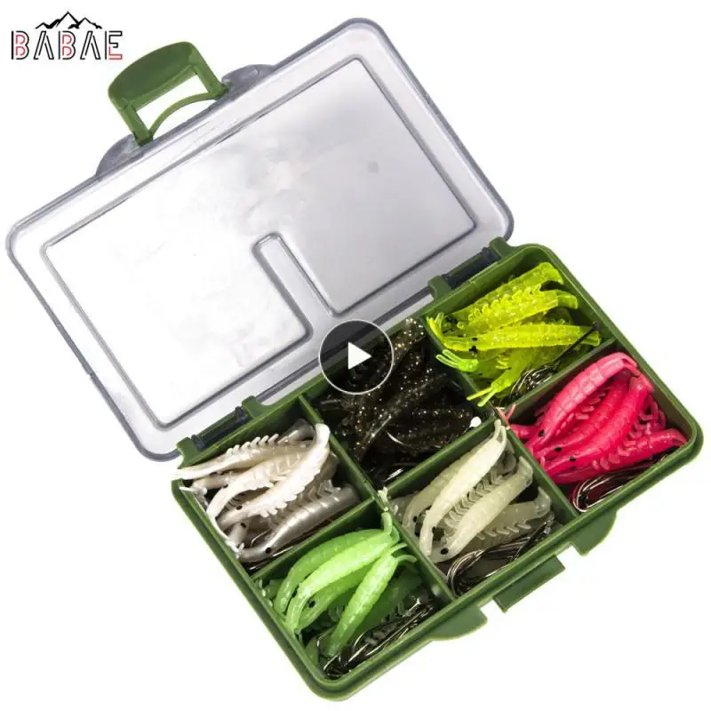 

/set Fishing Lures+hooks Combination Luminous Bionic Krill Baits Soft Baits Lures Fishing Accessories Fishing Tool Box