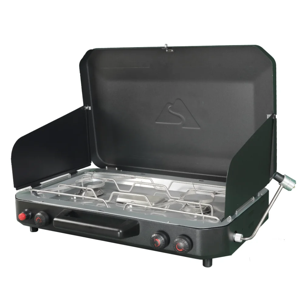 

3 Burner Propane Camping Stove, GCT2230W, Black Camping Kitchen