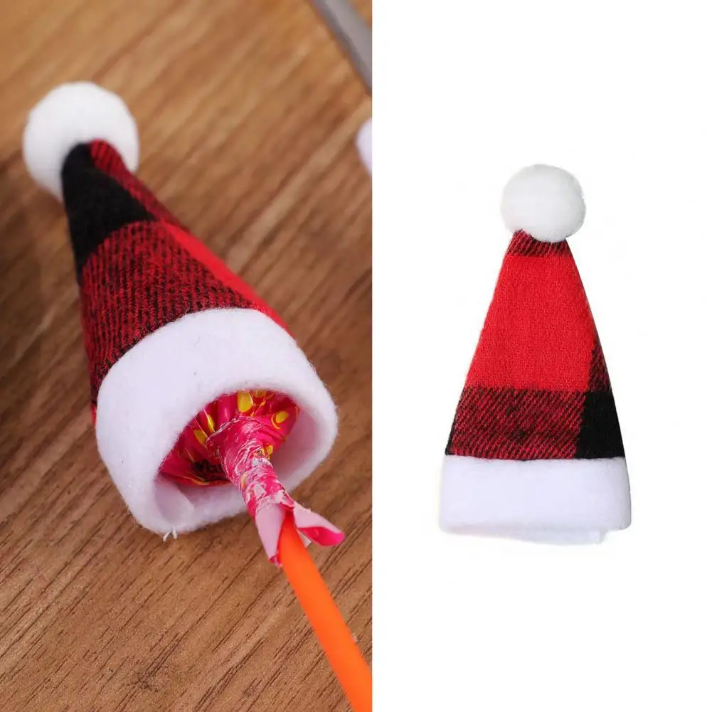 

Christmas Cutlery Bag Festive Christmas Tableware Holders Durable Plaid Print Cutlery Covers Santa Hat for Xmas for Christmas