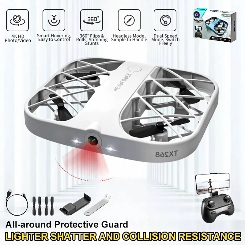 

2022 NEW H107 Mini Drone Drones with Camera HD 4k Optical Flow Localization LED Lights Boy Toy Gift