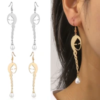 metal long hair braid girl earring temperament trendy cute acrylic pearl earring for women gift