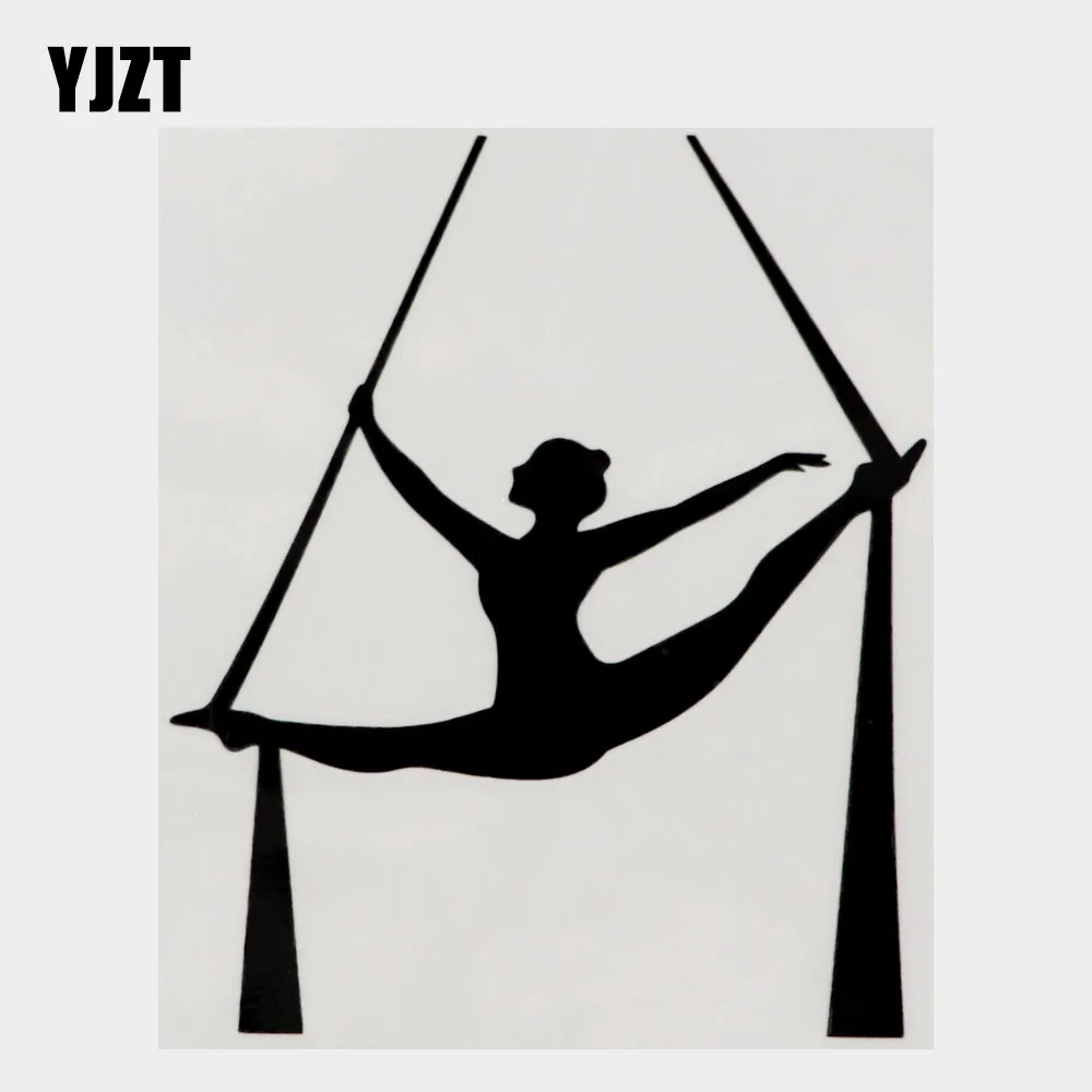 

YJZT 11.8CM×14.3CM Silhouette Of Aerial Silk Gymnast Vinyl Car Sticker Decal Black/Silver 8A-1335