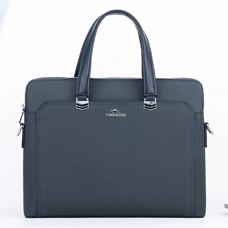 Men's Briefcase Double Zipper Shoulder Bag New Fashion 14 Inch Laptop Case Large Capacity Male Business Handbag  Travel Tote