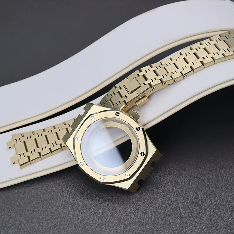 41mm Case Gold Watch Strap Parts 31.8mm Dial Watchband Accessory For Seiko nh35 nh36 Movement Sapphire Crystal Glass Waterproof enlarge