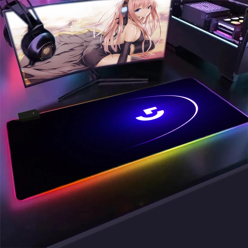 

Большой игровой коврик для мыши RGB с логотипом Logitech G, коврик с клавиатурой коврик для мыши, Нескользящий Резиновый Настольный коврик 900X400, На...