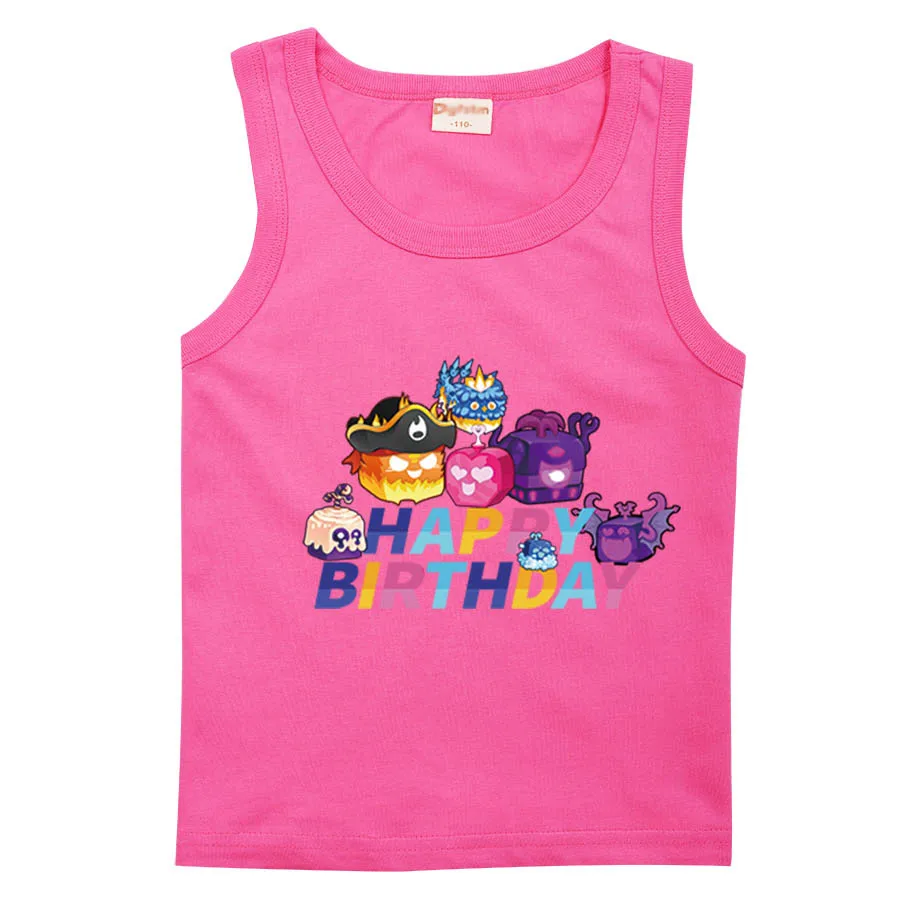 Детская летняя футболка из хлопка и полиэстера с принтом фруктов от игры Blox