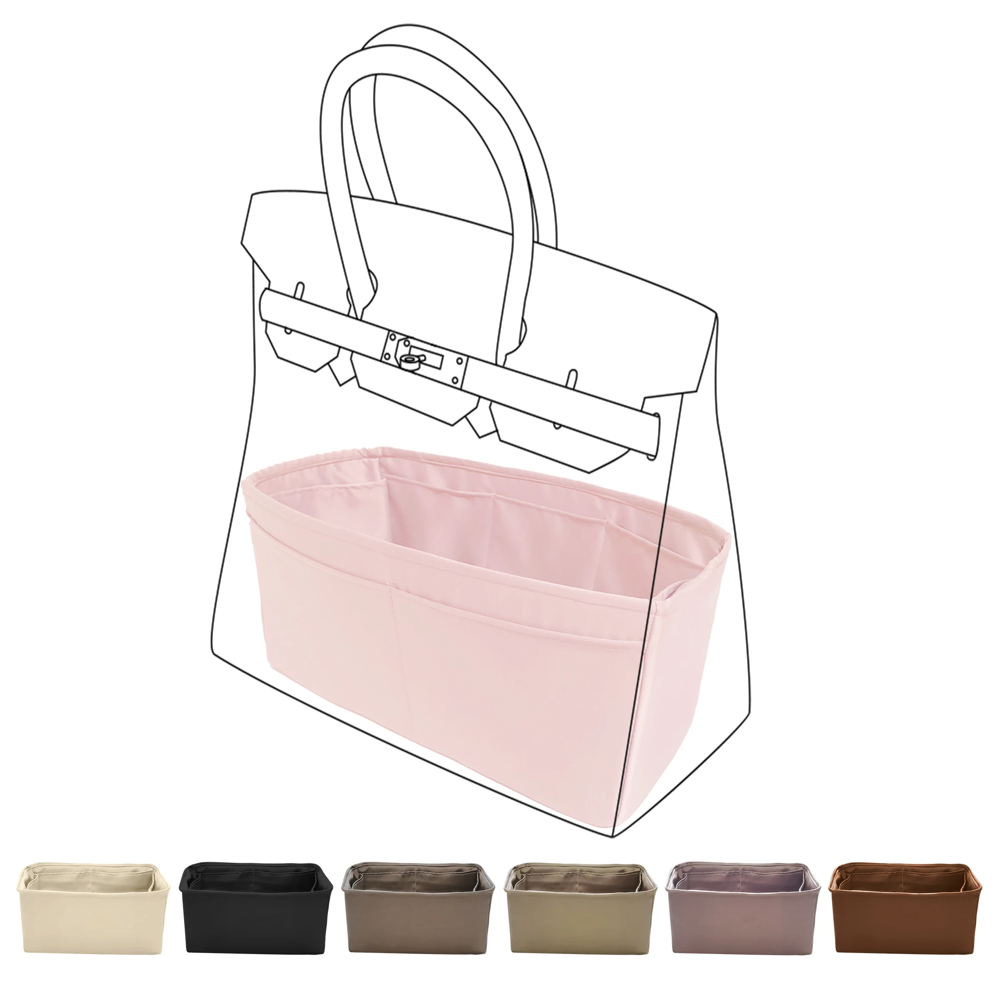 DGAZ Purse Organizer Satin Thick Fits Her-mes Hac 27/32/45/50/55 Bags,Silk ,Luxury Handbag Tote in Bag Shapers , Women